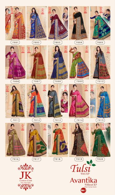 Jk Tulsi 7 Regular Wear Pure Cotton Printed Designer Saree Collection